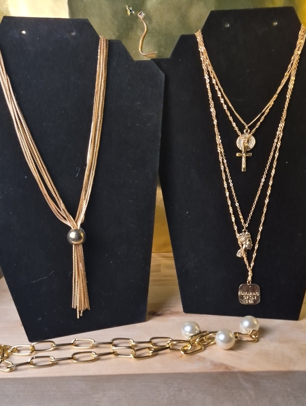 Gold Layered Tassel Necklace - Elegant Women's Jewelry